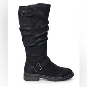 Black suede knee-high women’s boots size 7.5